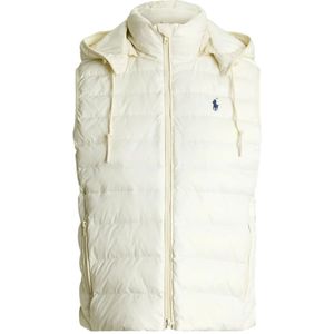 Ralph Lauren, Jassen, Dames, Wit, M, Leer, Waterafstotende Gewatteerde Bodywarmer