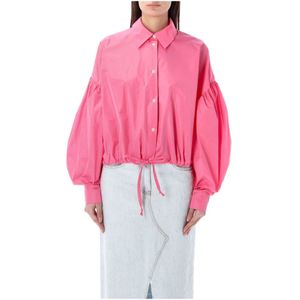 Msgm, Blouses & Shirts, Dames, Roze, 2Xs, Polyester, Roze Ballonmouwen Shirt