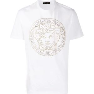 Versace, Tops, Heren, Wit, S, Katoen, Witte T-shirts en Polos