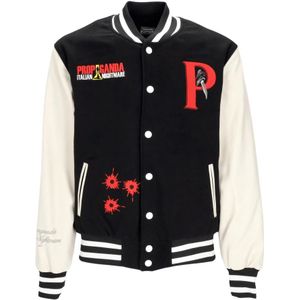 Propaganda, Jassen, Heren, Zwart, L, Polyester, Nightmare Varsity College Jack Zwart/Wit