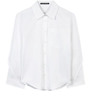 Luisa Cerano, Witte Gabardine Stretch Blouse Wit, Dames, Maat:M