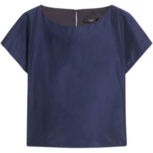 Max Mara Weekend, Tops, Dames, Blauw, S, Vierkante hals Kimono mouw blouse