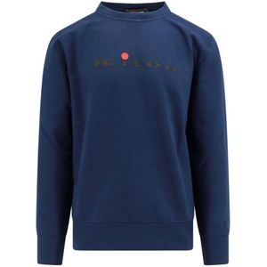 Kiton, Sweatshirts & Hoodies, Heren, Blauw, L, Katoen, Blauwe Crew-neck Sweatshirt, Gemaakt in Italië