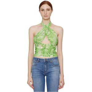 John Richmond, Gestreepte Gekruiste Top Groen, Dames, Maat:XS