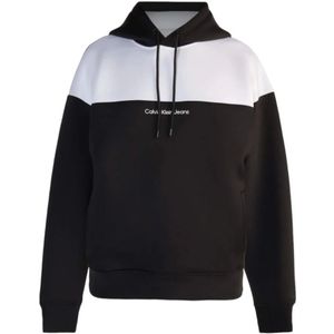 Calvin Klein, Sweatshirts & Hoodies, Heren, Zwart, XL, Polyester, Hoodie met kleurblokken