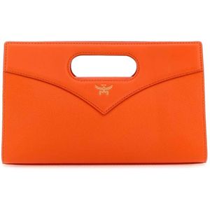 Mcm, Tassen, Dames, Oranje, ONE Size, Leer, Fluo Oranje Diamond Handtas