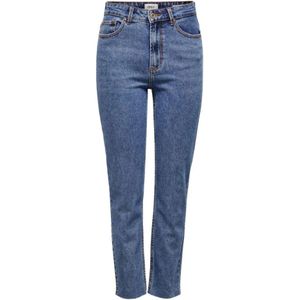 Only, Jeans, Dames, Blauw, W28 L32, Denim, Raw Denim Hoge Taille Jeans