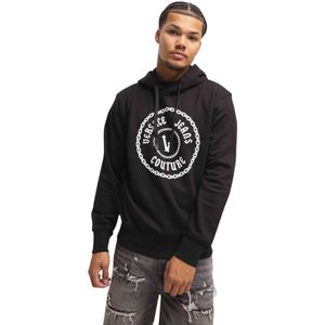 Versace Jeans Couture, Sweatshirts & Hoodies, Heren, Zwart, M, Katoen, Chain Hoodie Heren Zwart/Wit