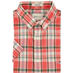 Gant, Overhemden, Heren, Veelkleurig, XL, Katoen, Casual korte mouw roze geruit overhemd