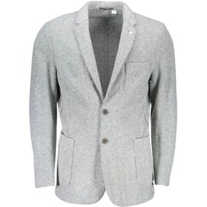 Gant, Jassen, Heren, Grijs, S, Wol, Elegante wollen jas met lange mouwen