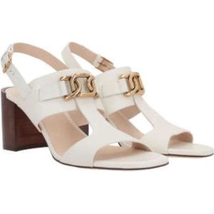 Tod's, Schoenen, Dames, Wit, 38 EU, Leer, Ivoor Leren Ketting Sandalen