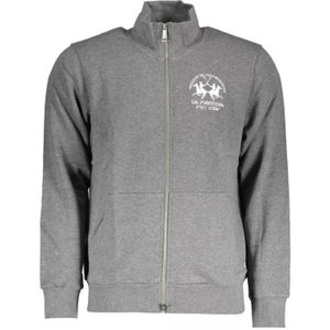 La Martina, Sweatshirts & Hoodies, Heren, Grijs, L, Katoen, Elegante Trui met Rits en Lange Mouwen