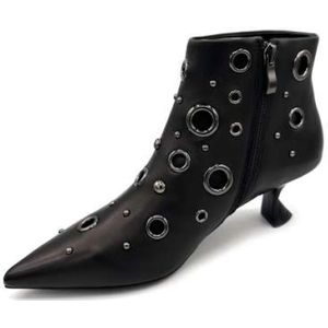 Jeannot, Schoenen, Dames, Zwart, 38 EU, Leer, Studded Leren Enkellaarzen