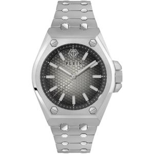 Philipp Plein, Accessoires, Heren, Grijs, ONE Size, Extreme Gent Zilver Zwart Roestvrij Stalen Horloge