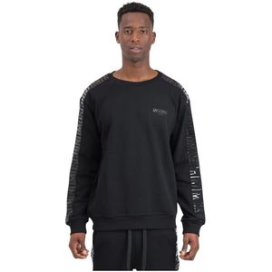 Moschino, Sweatshirts & Hoodies, Heren, Zwart, XL, Katoen, Zwarte Logo Sweater Lente Collectie