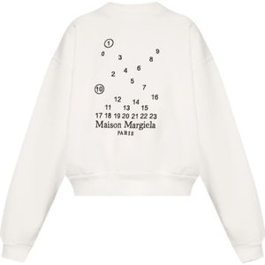 Maison Margiela, Sweatshirts & Hoodies, Dames, Wit, S, Katoen, Sweatshirt met logo