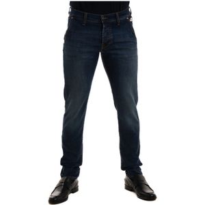 Roy Roger's, Donkere Wassing Slim Fit Denim Jeans Blauw, Heren, Maat:W36