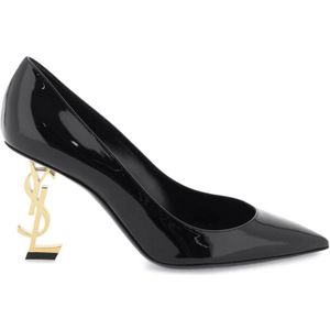 Saint Laurent, Schoenen, Dames, Zwart, 38 1/2 EU, Patent Opyum Gouden Hak Pumps