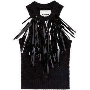 Jil Sander, Sleeveless Tops Zwart, Dames, Maat:S