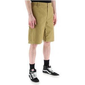 Kenzo, Korte broeken, Heren, Groen, 3Xs, Katoen, Cargo Shorts geïnspireerd op werkkleding