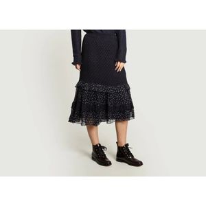 Leon & Harper, Rokken, Dames, Zwart, M, Polka Dot Bloemen Mix Midi Rok