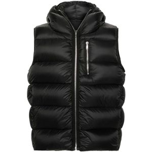 Rick Owens, Jassen, Heren, Zwart, 2Xl, Gewatteerd Puffer Mouwloos Hoodie Jack