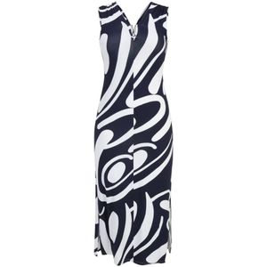 Doris S, Maxi Jurk met Grafische Print Blauw, Dames, Maat:XL