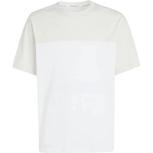 Calvin Klein, Tops, Heren, Wit, L, Katoen, Moderne Colorblock T-shirt