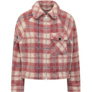 Woolrich, Jassen, Dames, Roze, L, Roze Tartan Overshirt Jas