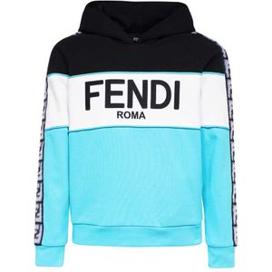 Fendi, Sweatshirts & Hoodies, Heren, Veelkleurig, L, Katoen, Geborduurde Logo Hoodie