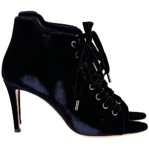 Jimmy Choo Pre-owned, Pre-owned, Dames, Blauw, 38 EU, Pre-owned Velvet boots
