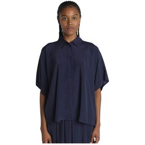 Momoni, Blouses & Shirts, Dames, Blauw, L, Blauwe Zijden Blend Shirt