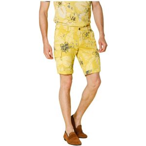 Mason's, Korte broeken, Heren, Geel, XL, Katoen, Heren Bloemen Cargo Bermuda Shorts