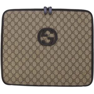 Gucci Vintage, Pre-owned, Dames, Beige, ONE Size, Pre-owned Canvas wallets