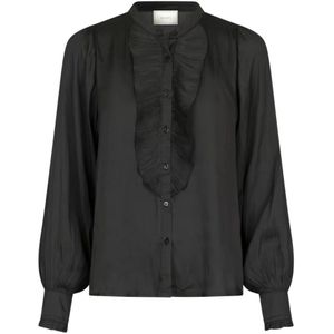 Neo Noir, Blouses & Shirts, Dames, Zwart, S, Satijn, Blouse met gerimpelde details