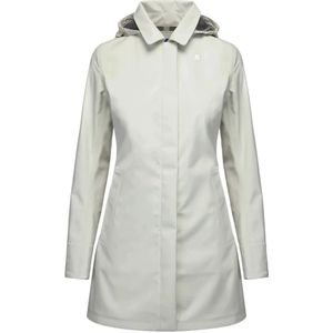 K-Way, Mantels, Dames, Wit, S, Polyester, Witte Dames Parka met Logo