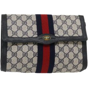 Gucci Vintage, Pre-owned, Dames, Blauw, ONE Size, Pre-owned Canvas gucci-bags