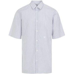 Maison Margiela, Overhemden, Heren, Veelkleurig, XL, Katoen, Witte Katoenen Overhemd met Blauwe Strepen