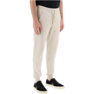 Tom Ford, Katoenen sweatpants met trekkoord en taps toelopende snit Beige, Heren, Maat:M