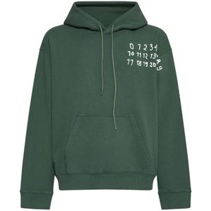 MM6 Maison Margiela, Sweatshirts & Hoodies, Heren, Groen, XS, Katoen, Groene Katoenen Hoodie met Logo Print