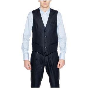 Antony Morato, Pakken, Heren, Zwart, 2Xl, Linnen, Zwart Linen-Blend Buttoned Gilet