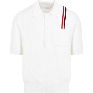 Thom Browne, Tops, Heren, Wit, S, Katoen, Witte SS Polo Shirt