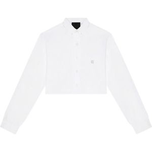 Givenchy, Blouses & Shirts, Dames, Wit, S, Katoen, Klieke Witte Geknoopte Overhemd