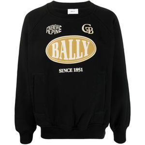 Bally, Sweatshirts & Hoodies, Heren, Zwart, M, Katoen, Logo-Print Katoenen Sweatshirt voor Heren