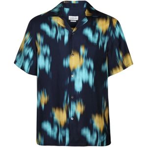 Lanvin, Overhemden, Heren, Blauw, XL, Zijden Multikleur Thunder Overhemd