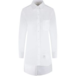 Thom Browne, Blouses & Shirts, Dames, Wit, S, Katoen, Witte oversized katoenen poplin overhemd met diepe zij- en achterkanten