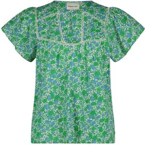 Fabienne Chapot, Blouses & Shirts, Dames, Groen, XS, Katoen, Top met vlindermouwen en ronde halslijn