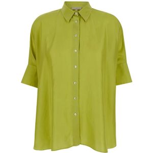 Antonelli Firenze, Groene Bassano korte mouwen overhemd Groen, Dames, Maat:XS