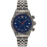 Versace, Accessoires, Heren, Grijs, ONE Size, Chronograaf Hellenyium Chrono grijs blauw horloge