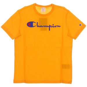 Champion, Tops, Heren, Oranje, L, Streetwear Crewneck Tee in Lichtoranje